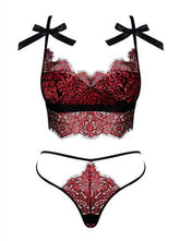 Redessia 2-delige Kanten BH Set - Rood/Zwart - PlayForFun